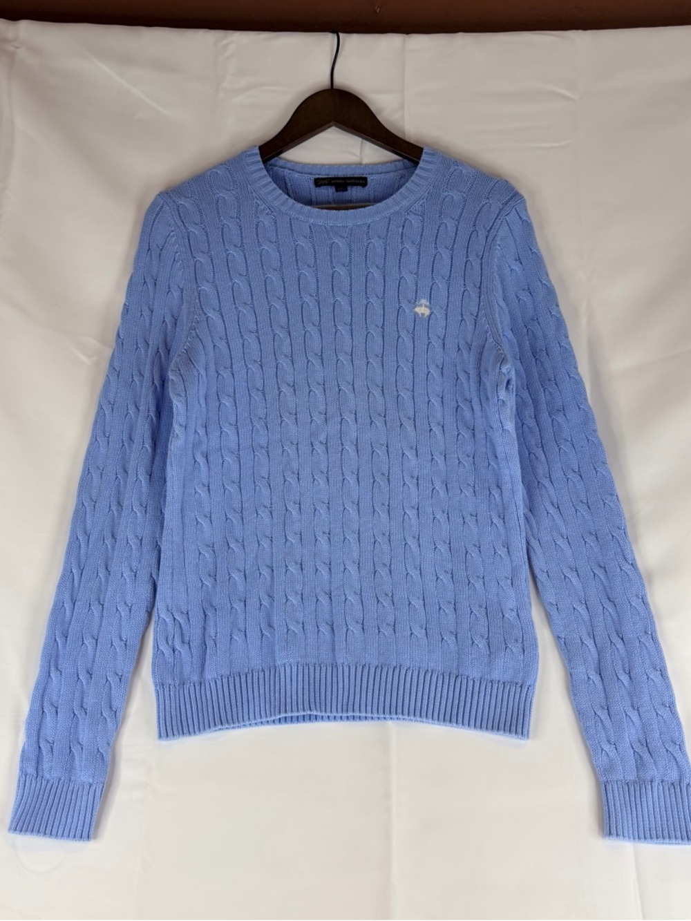 BROOKS BROTHERS Women’s Size L Sweater 346 Crewneck Cable Knit Blue Classic - Picture 2 of 15